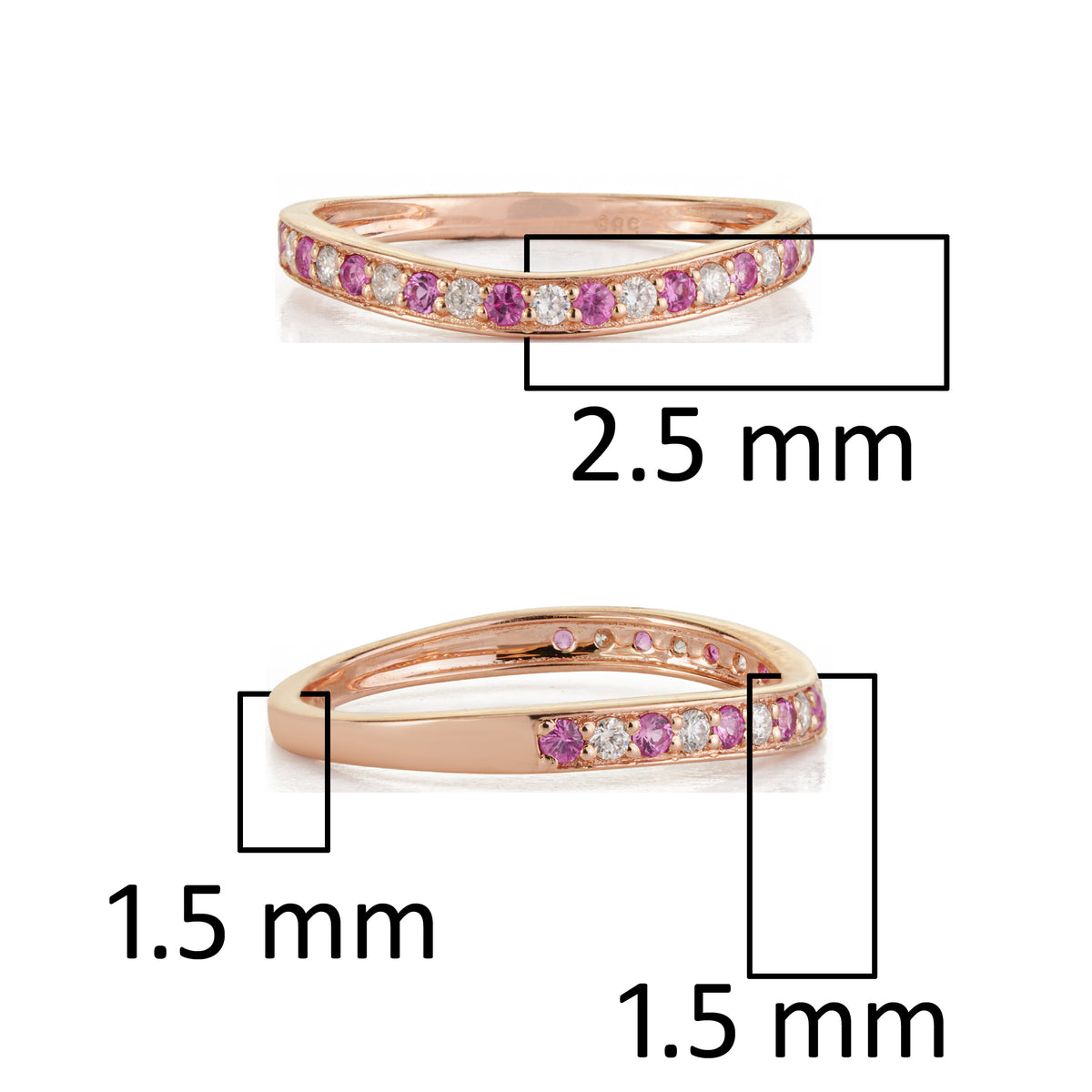 Pink Sapphire Diamond Curved Wedding Band