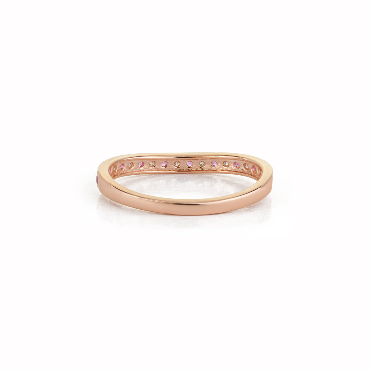 Pink Sapphire Diamond Curved Wedding Band