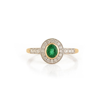 Emerald Diamond Halo Ring
