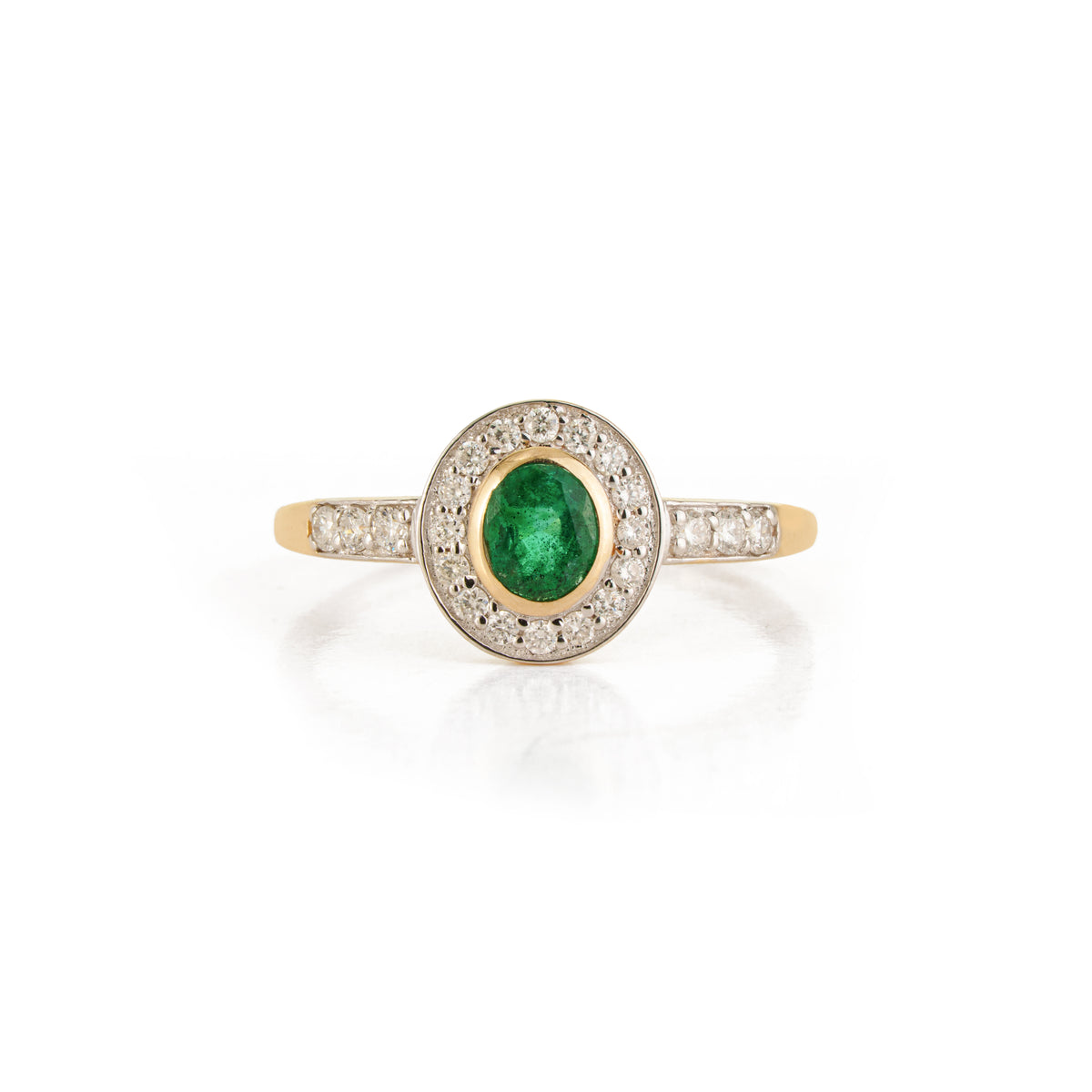 Emerald Diamond Halo Ring