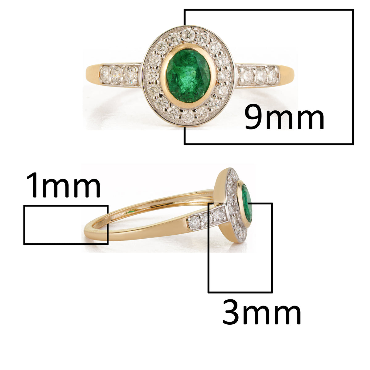 Emerald Diamond Halo Ring