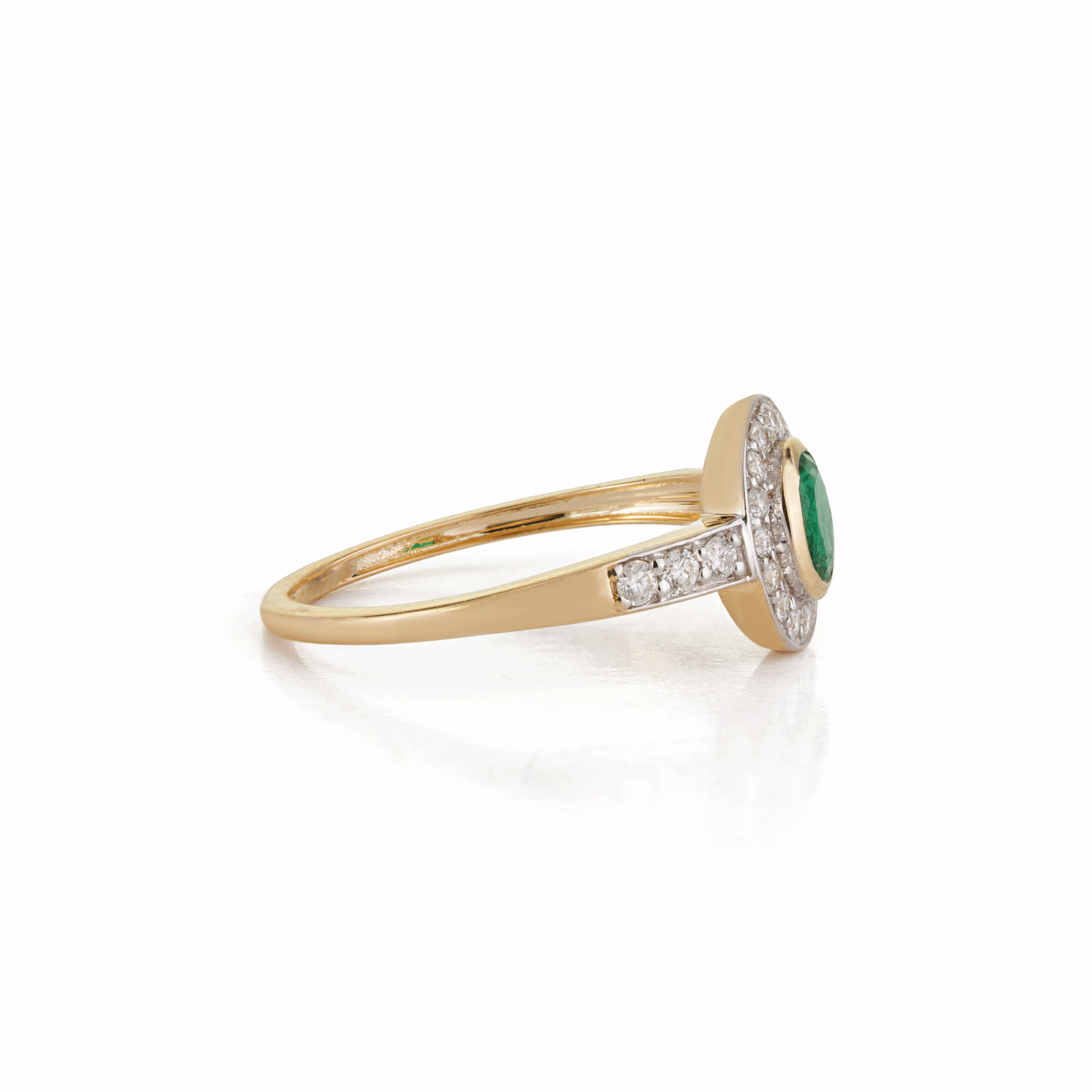 Emerald Diamond Halo Ring