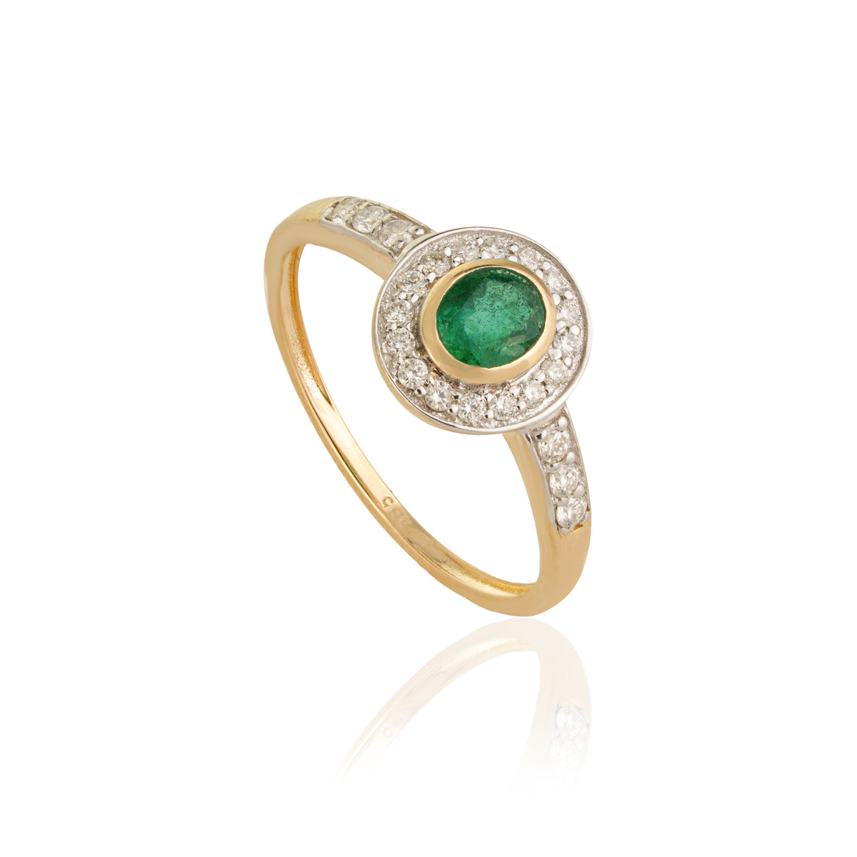 Emerald Diamond Halo Ring