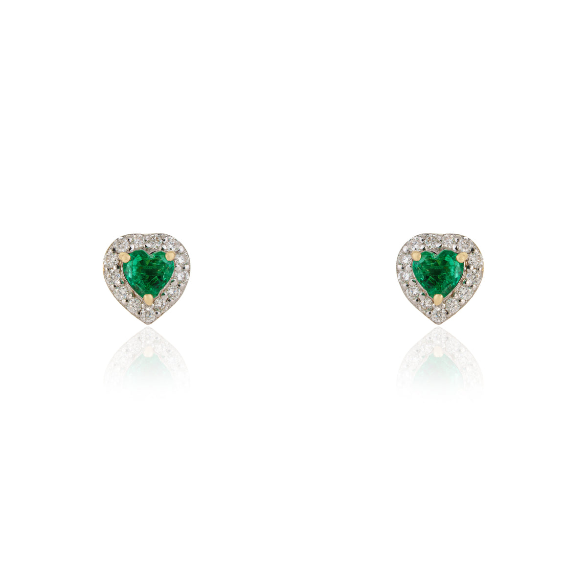 Emerald Heart Stud Earrings