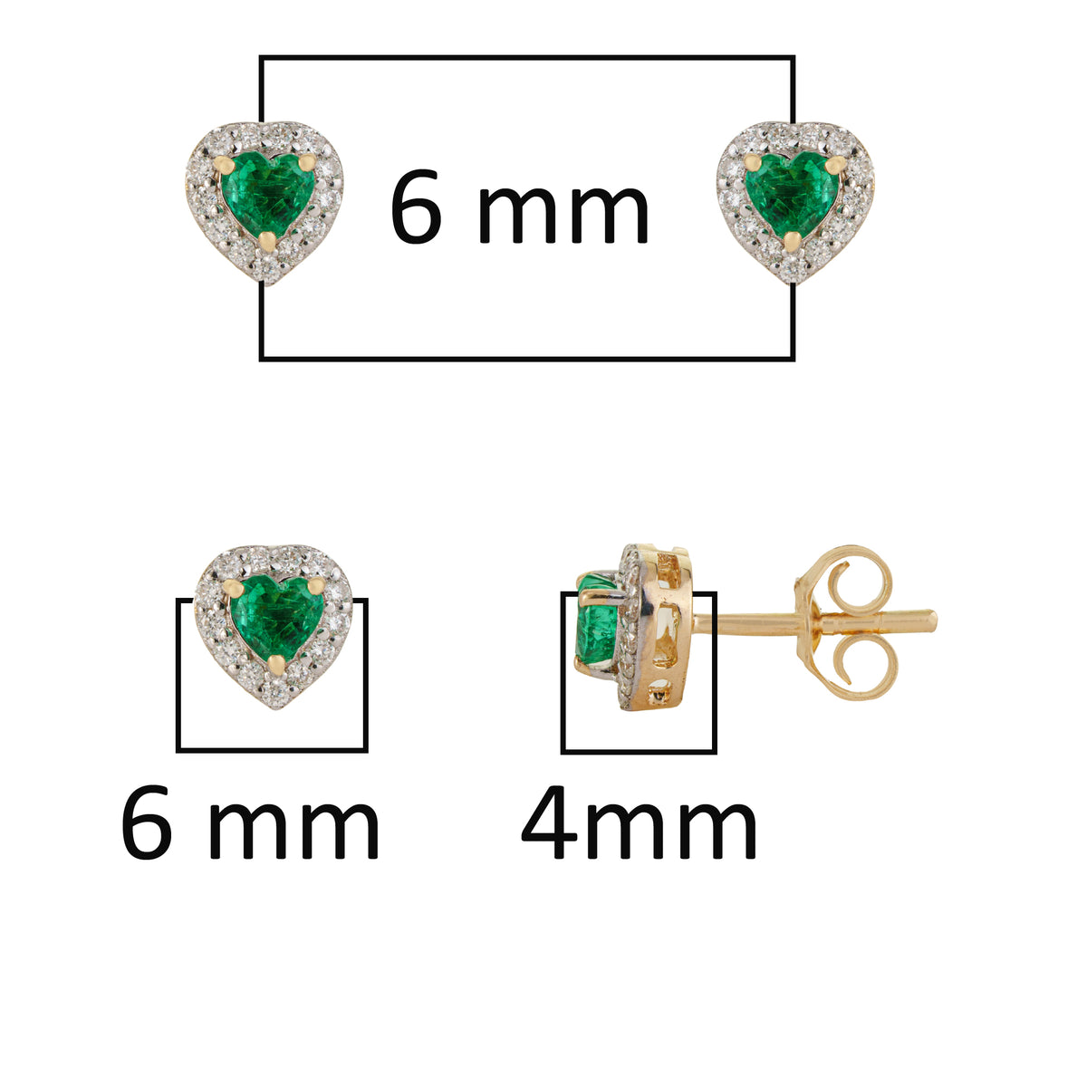 Emerald Heart Stud Earrings