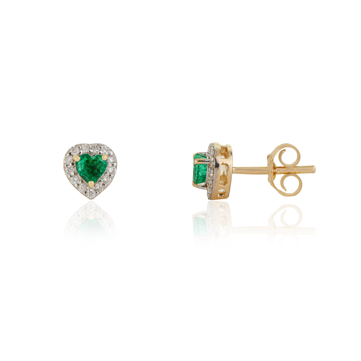 Emerald Heart Stud Earrings