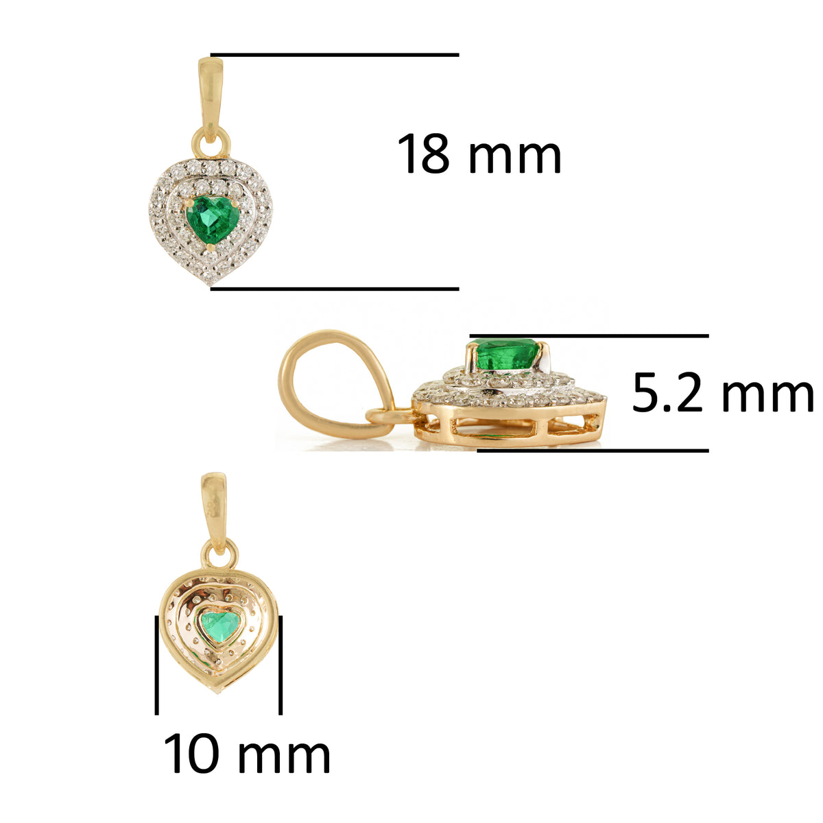 Emerald Heart Pendant with Diamond