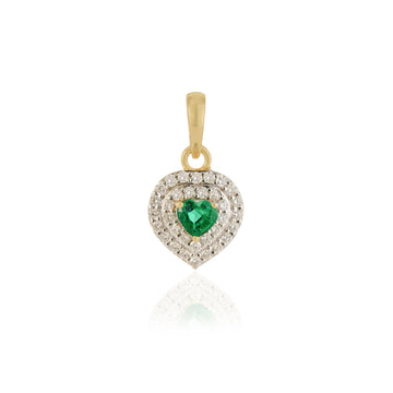 Emerald Heart Pendant with Diamond