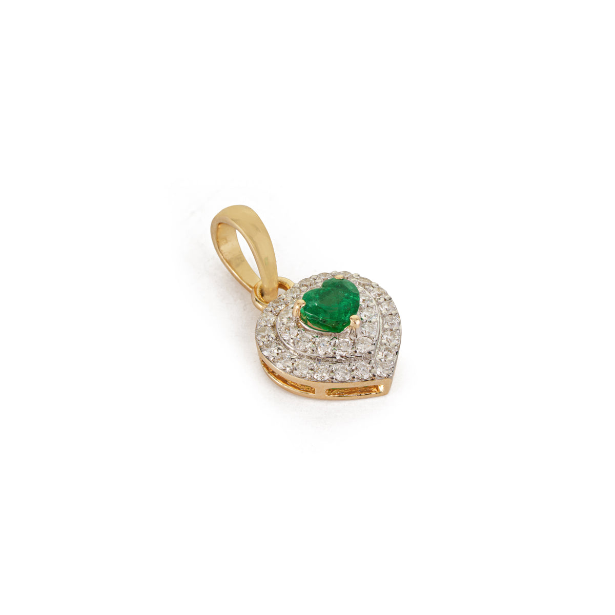 Emerald Heart Pendant with Diamond
