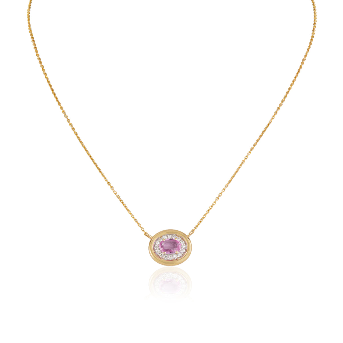 Pink Sapphire & Diamond Pendant Necklace