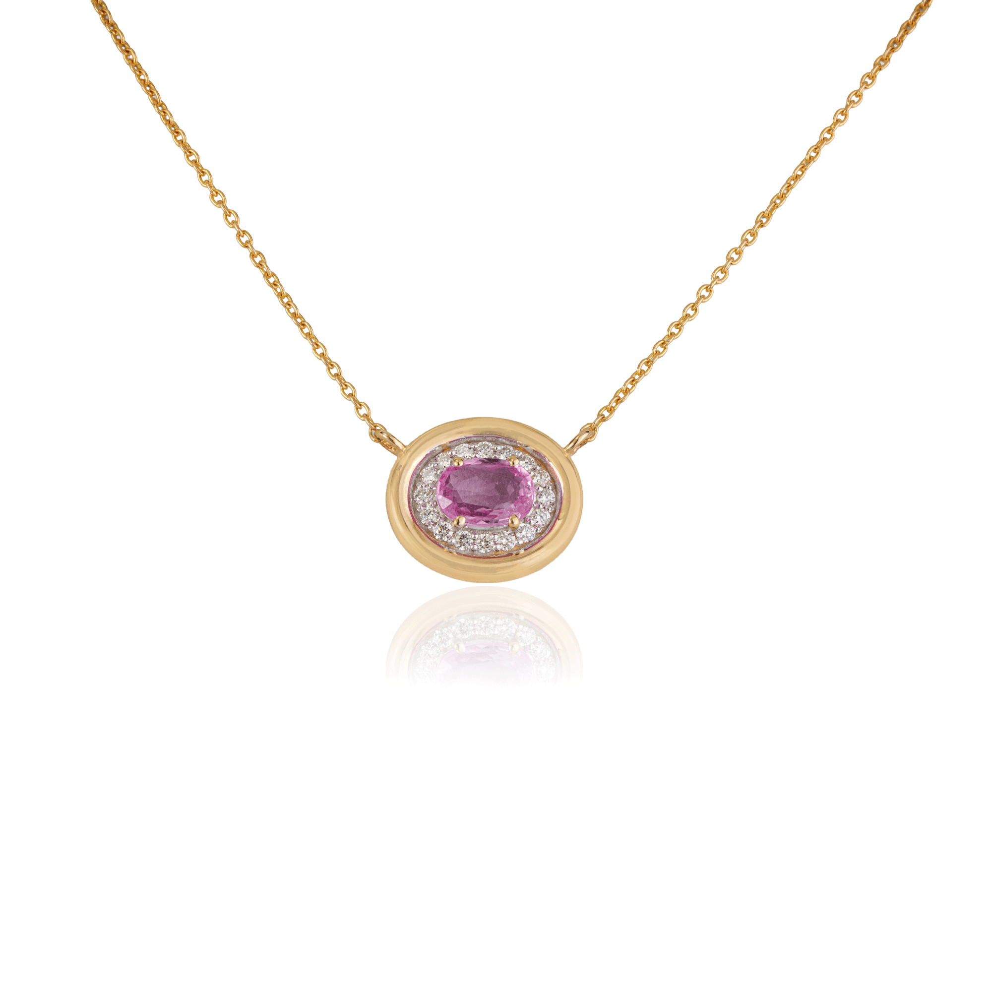 Pink Sapphire & Diamond Pendant Necklace
