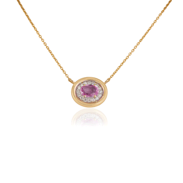 Pink Sapphire & Diamond Pendant Necklace