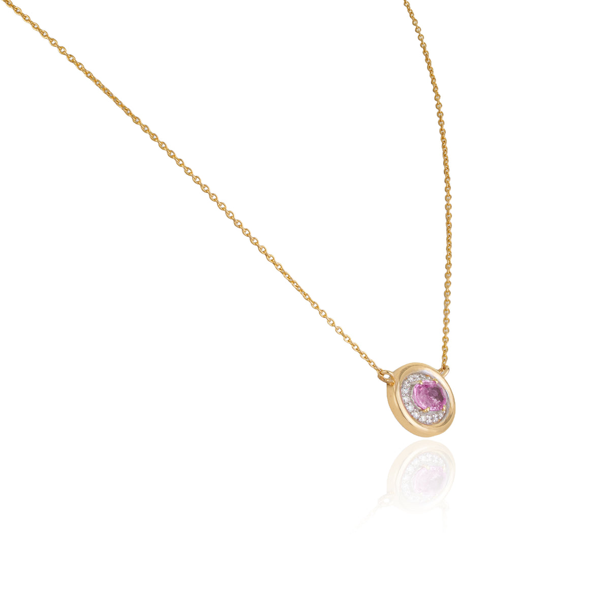 Pink Sapphire & Diamond Pendant Necklace