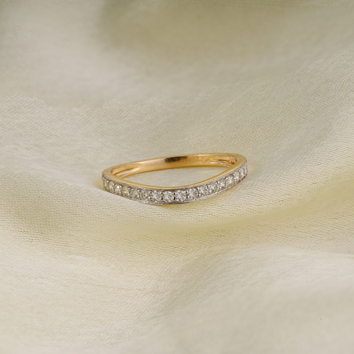 Curved Diamond Wedding Band
