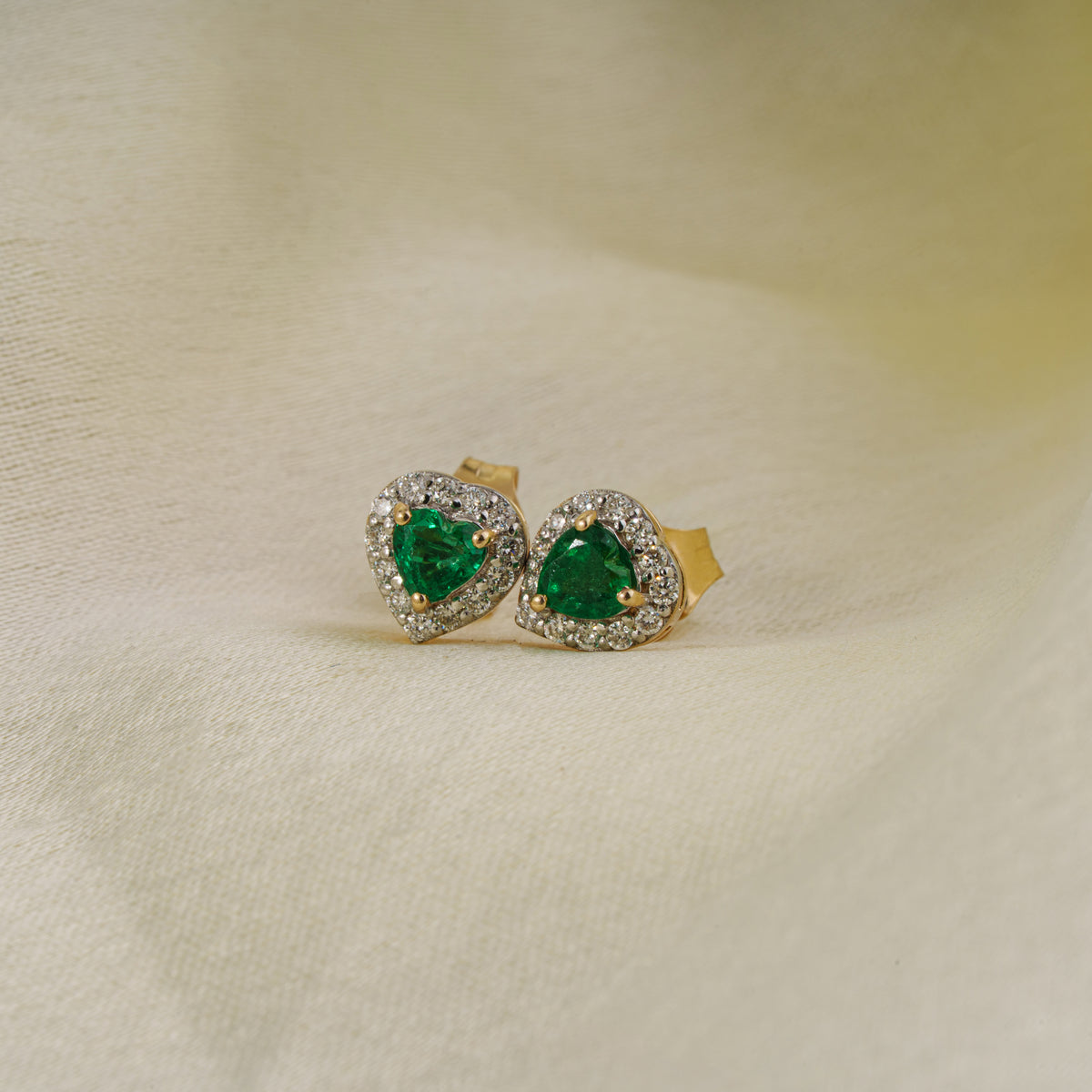 Emerald Heart Stud Earrings