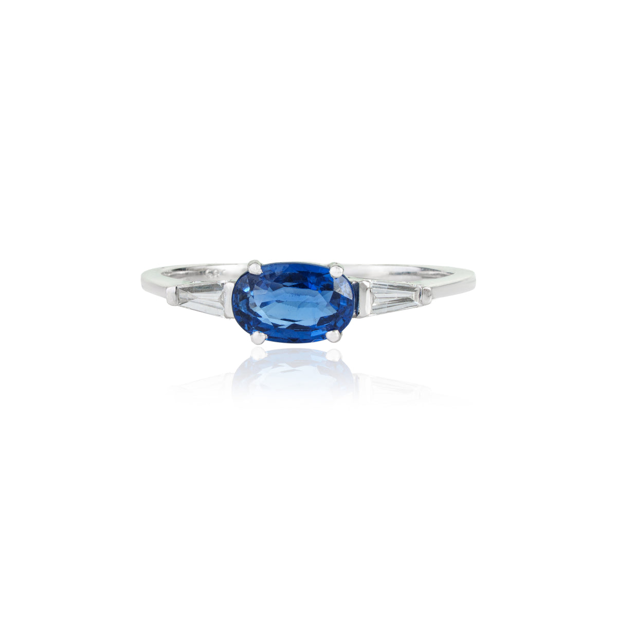 Oval Blue Sapphire Diamond Ring