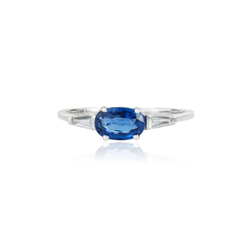 Oval Blue Sapphire Diamond Ring