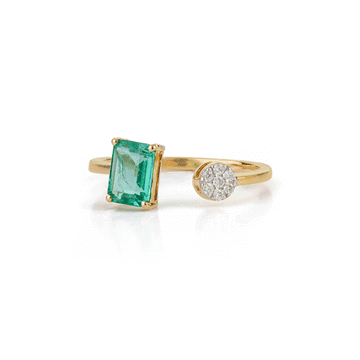 Emerald Diamond Open Ring