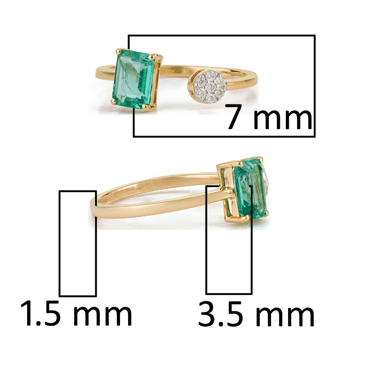 Emerald Diamond Open Ring