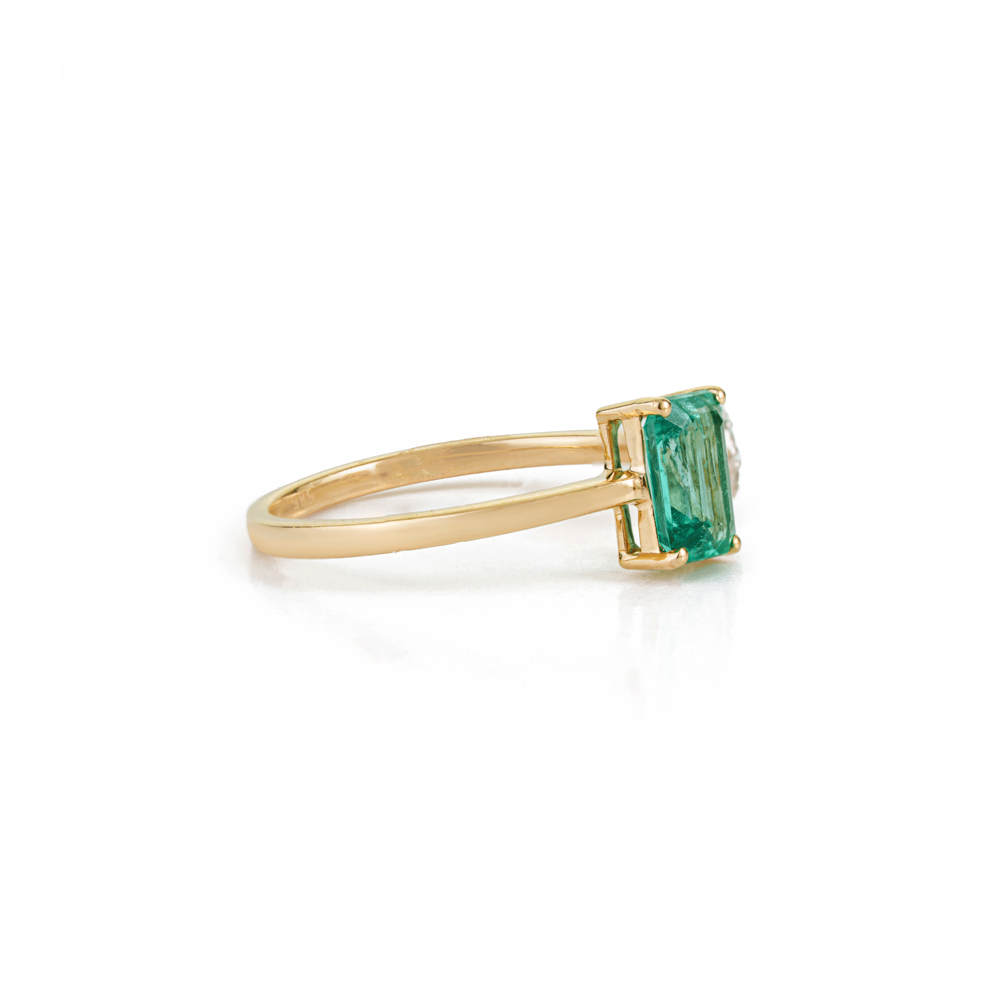 Emerald Diamond Open Ring