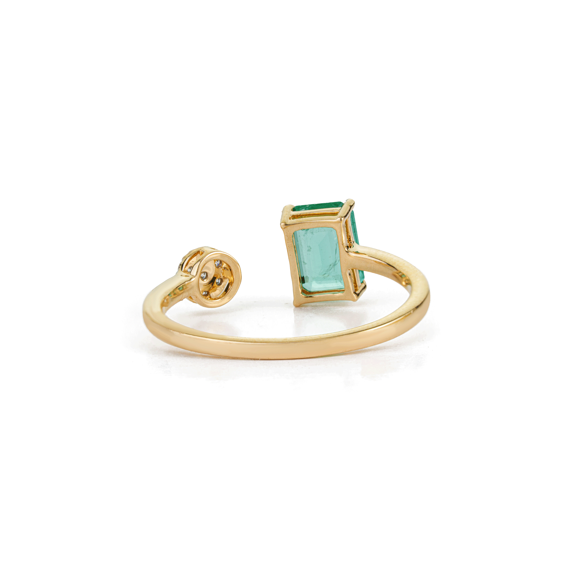 Emerald Diamond Open Ring