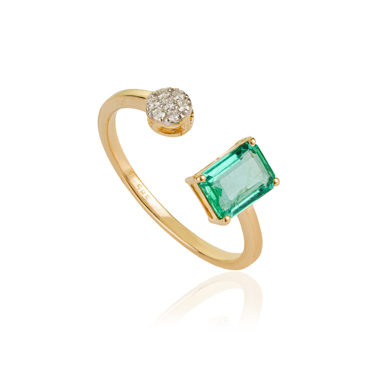 Emerald Diamond Open Ring
