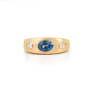 Blue Sapphire Diamond Signet Ring
