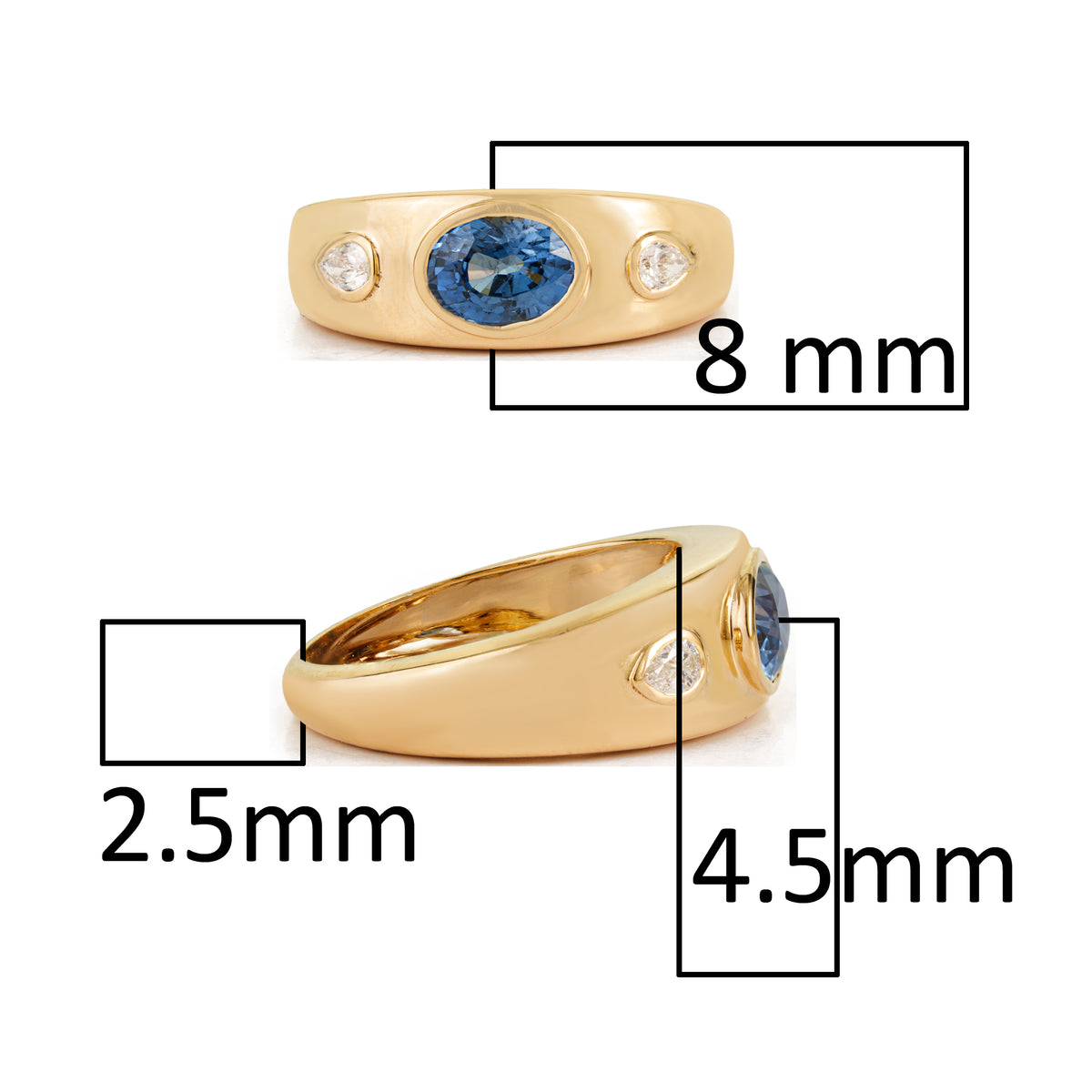 Blue Sapphire Diamond Signet Ring