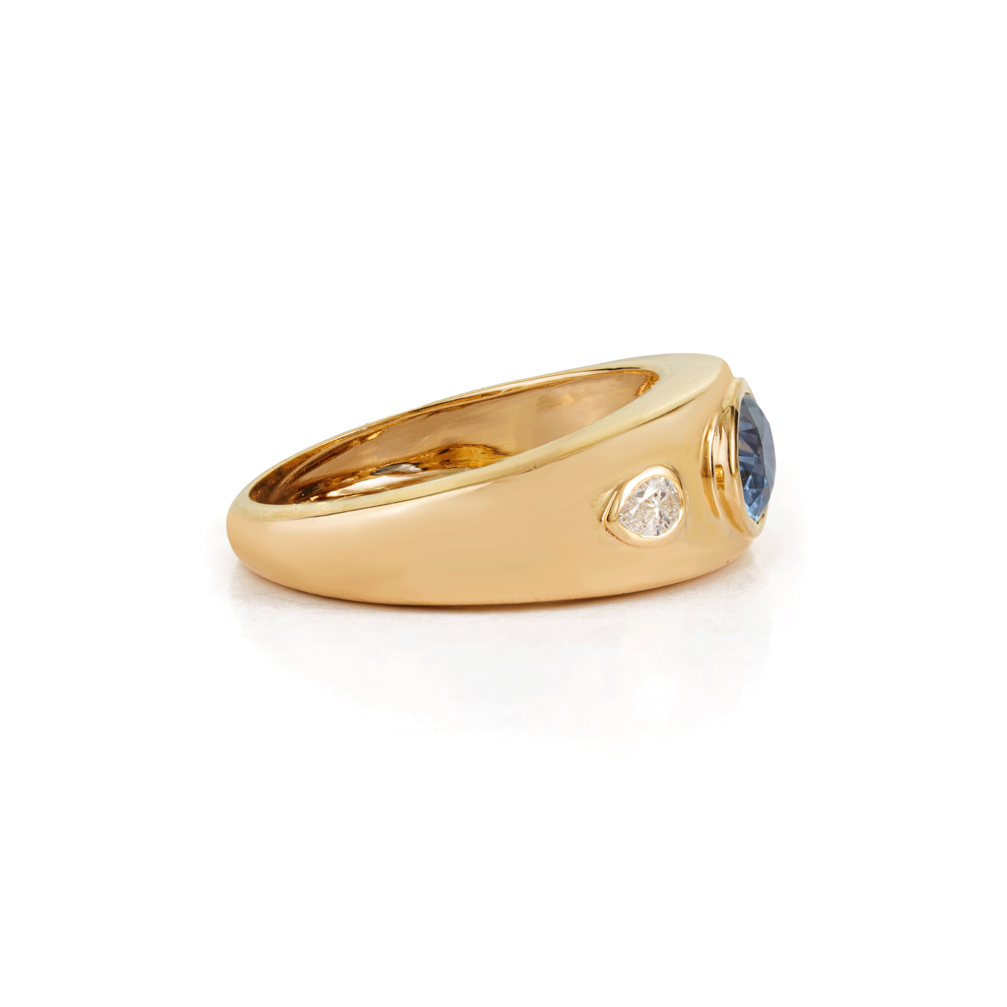 Blue Sapphire Diamond Signet Ring