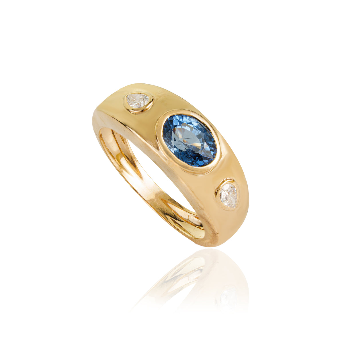 Blue Sapphire Diamond Signet Ring