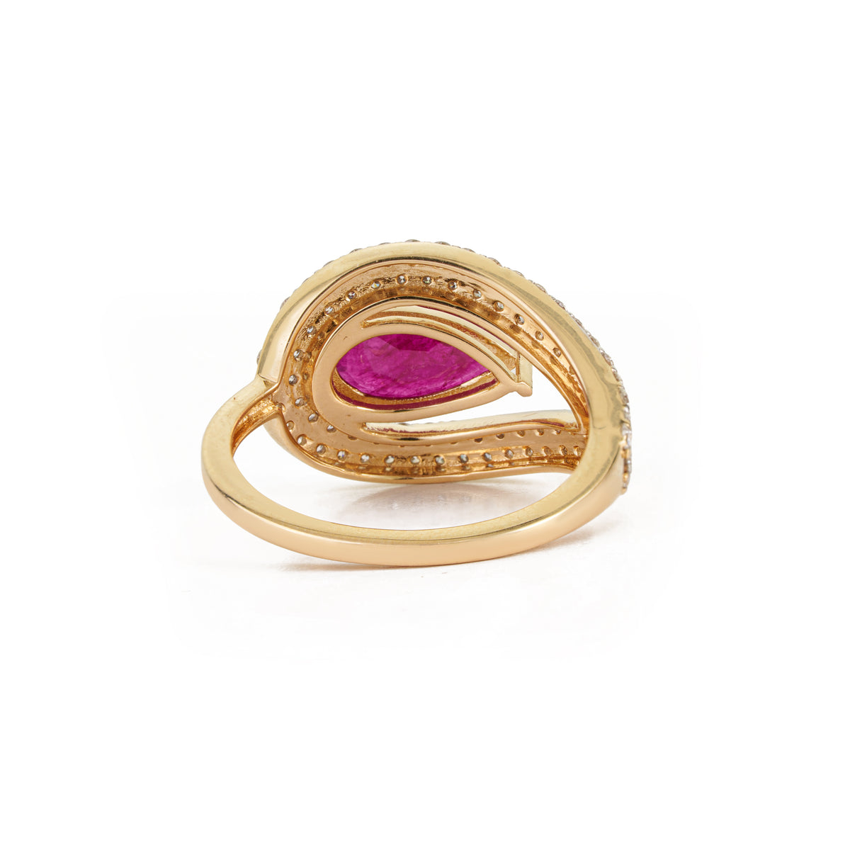 Pear Ruby Diamond Halo Ring