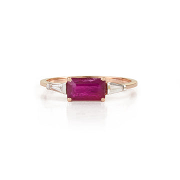 Emerald Cut Ruby Diamond Ring