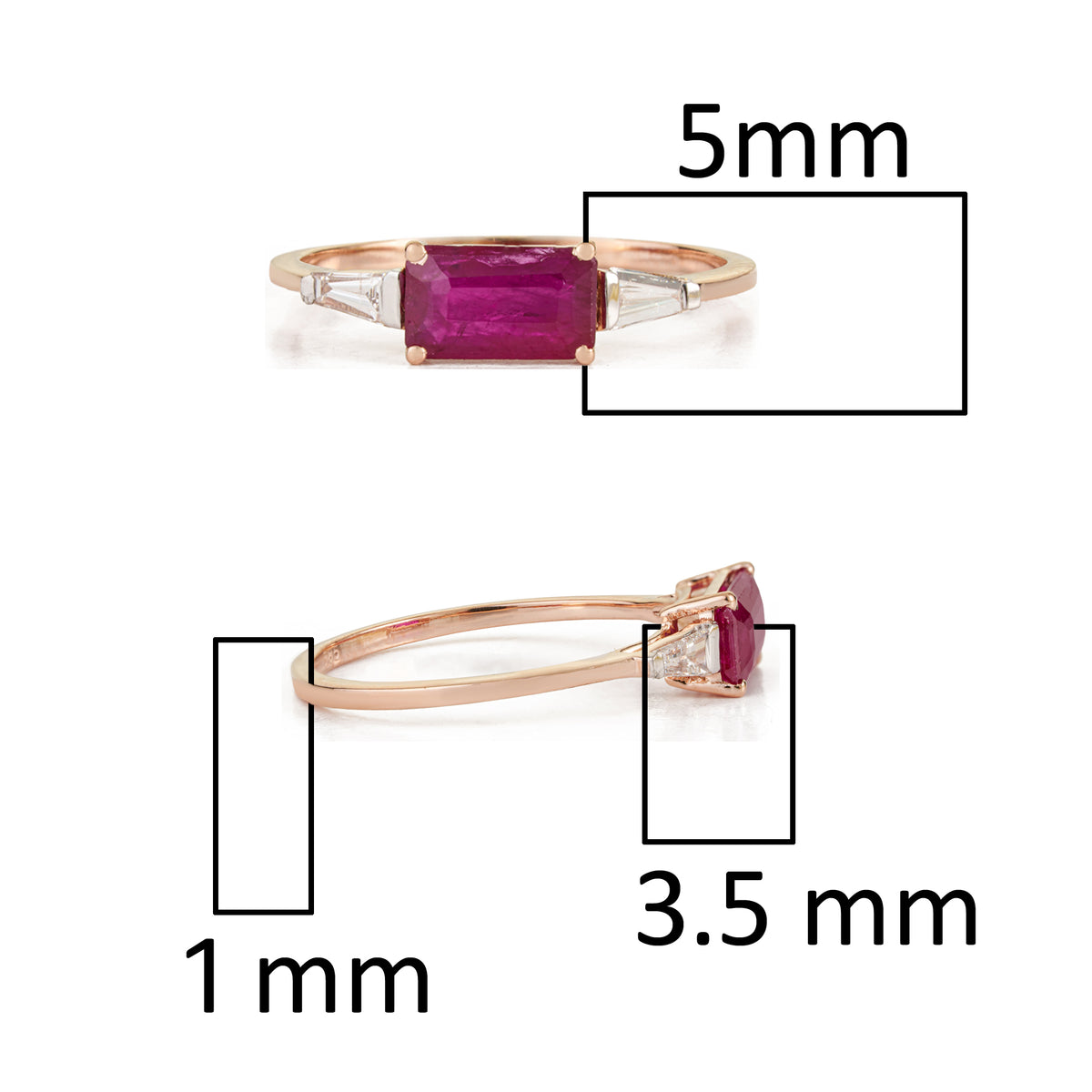 Emerald Cut Ruby Diamond Ring
