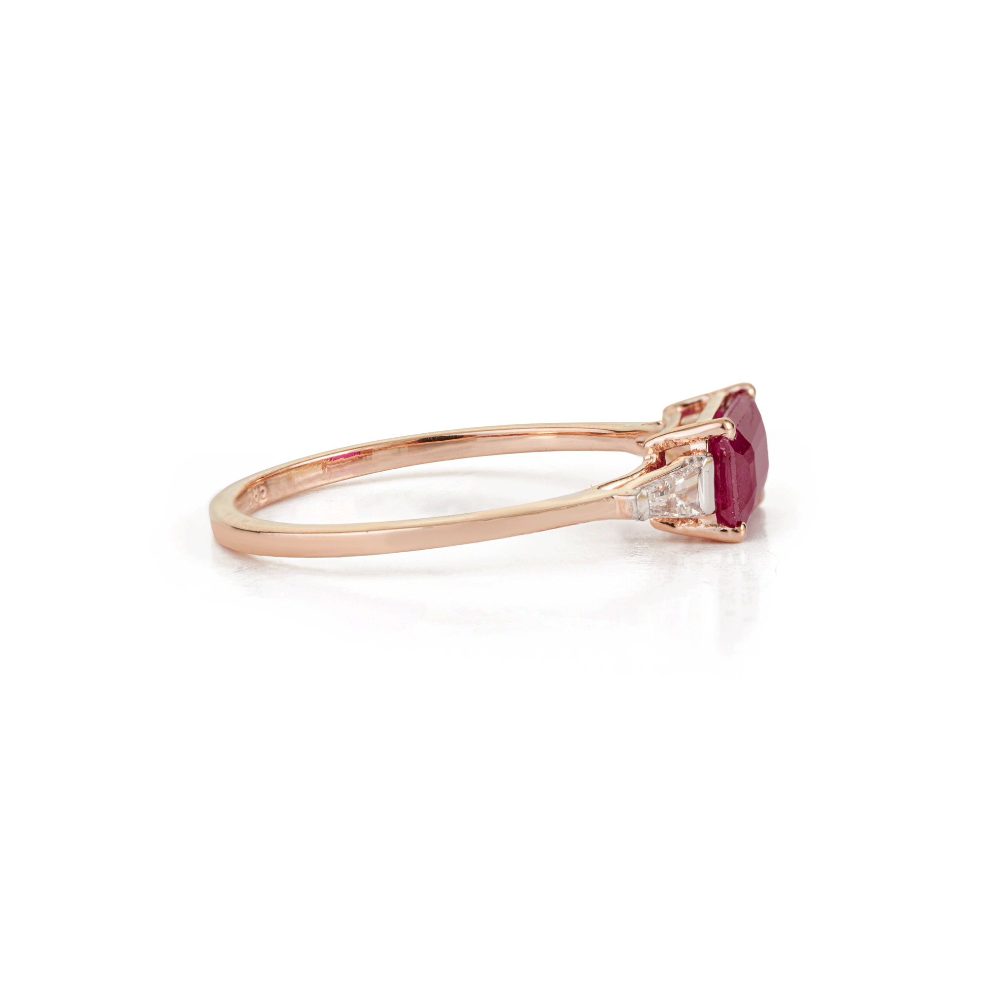 Emerald Cut Ruby Diamond Ring