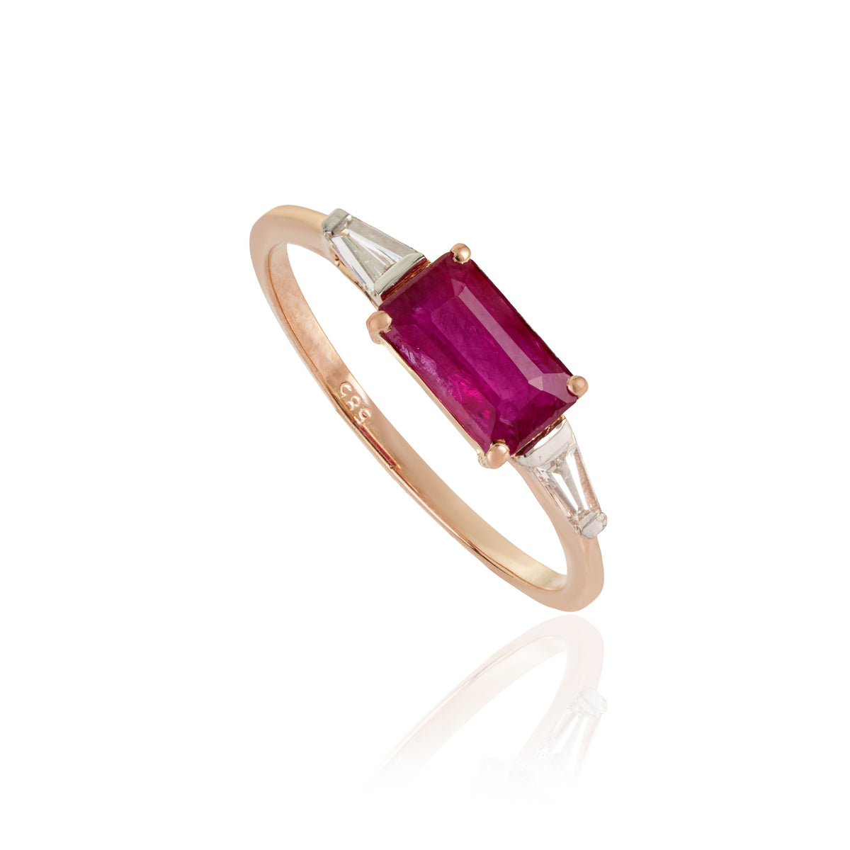 Emerald Cut Ruby Diamond Ring