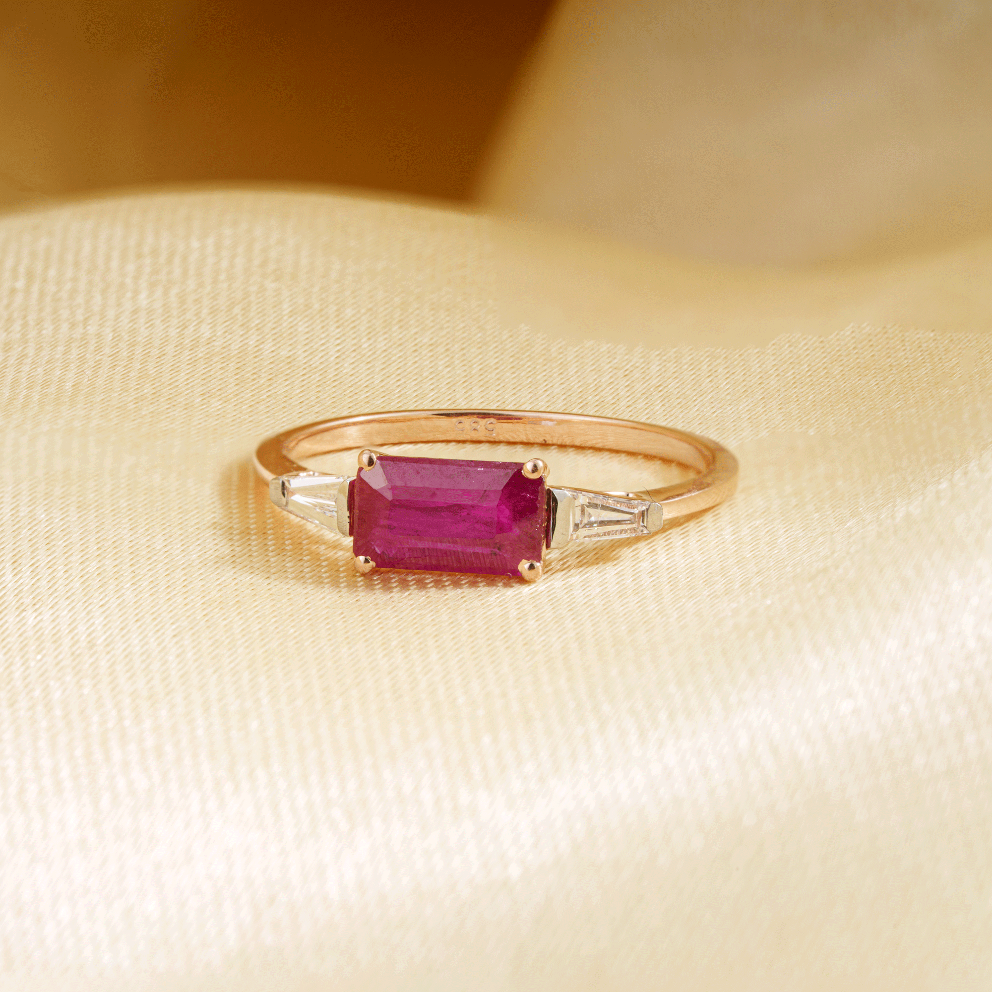 Emerald Cut Ruby Diamond Ring