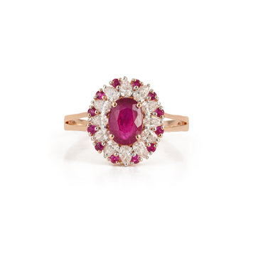 Ruby Halo Diamond Ring