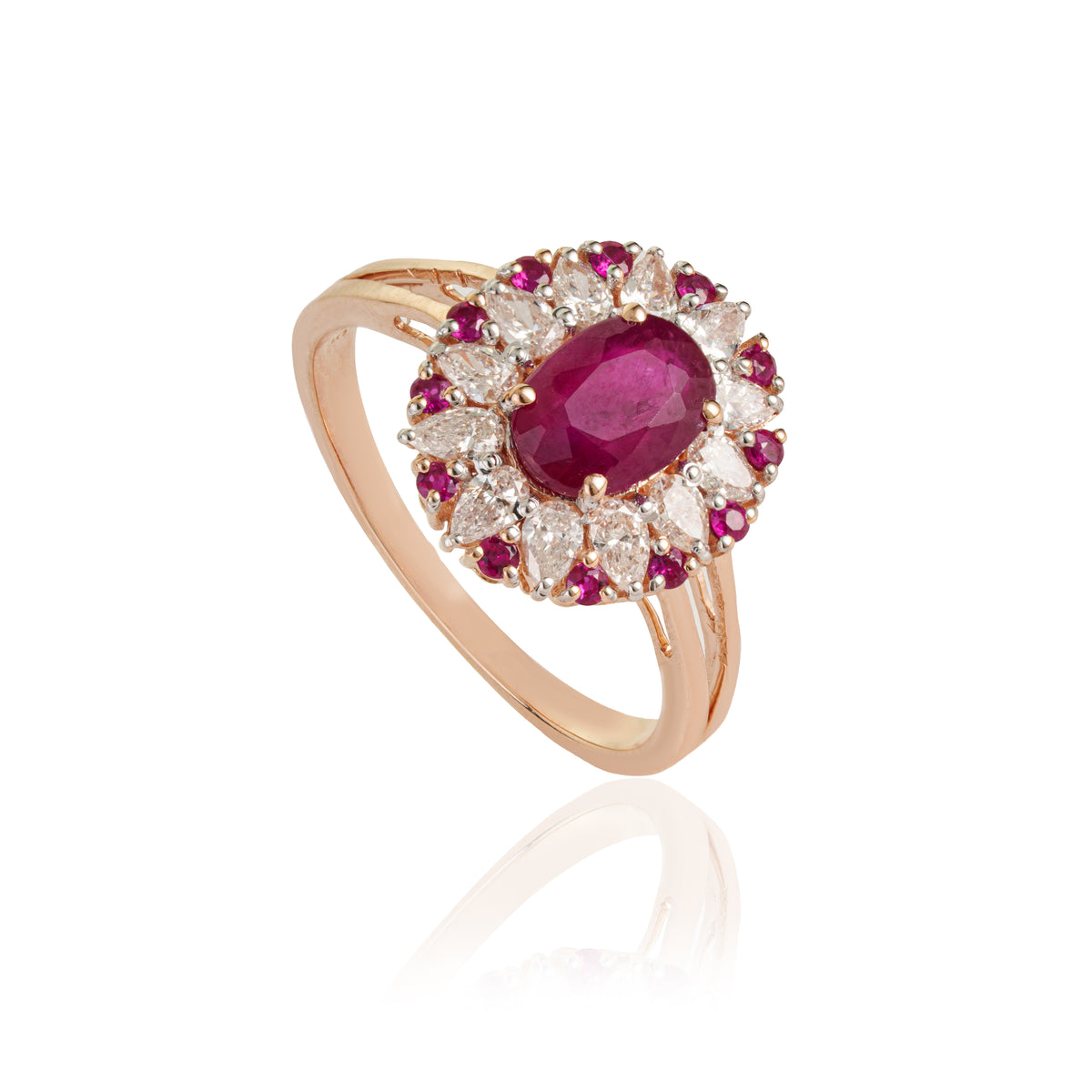 Ruby Halo Diamond Ring