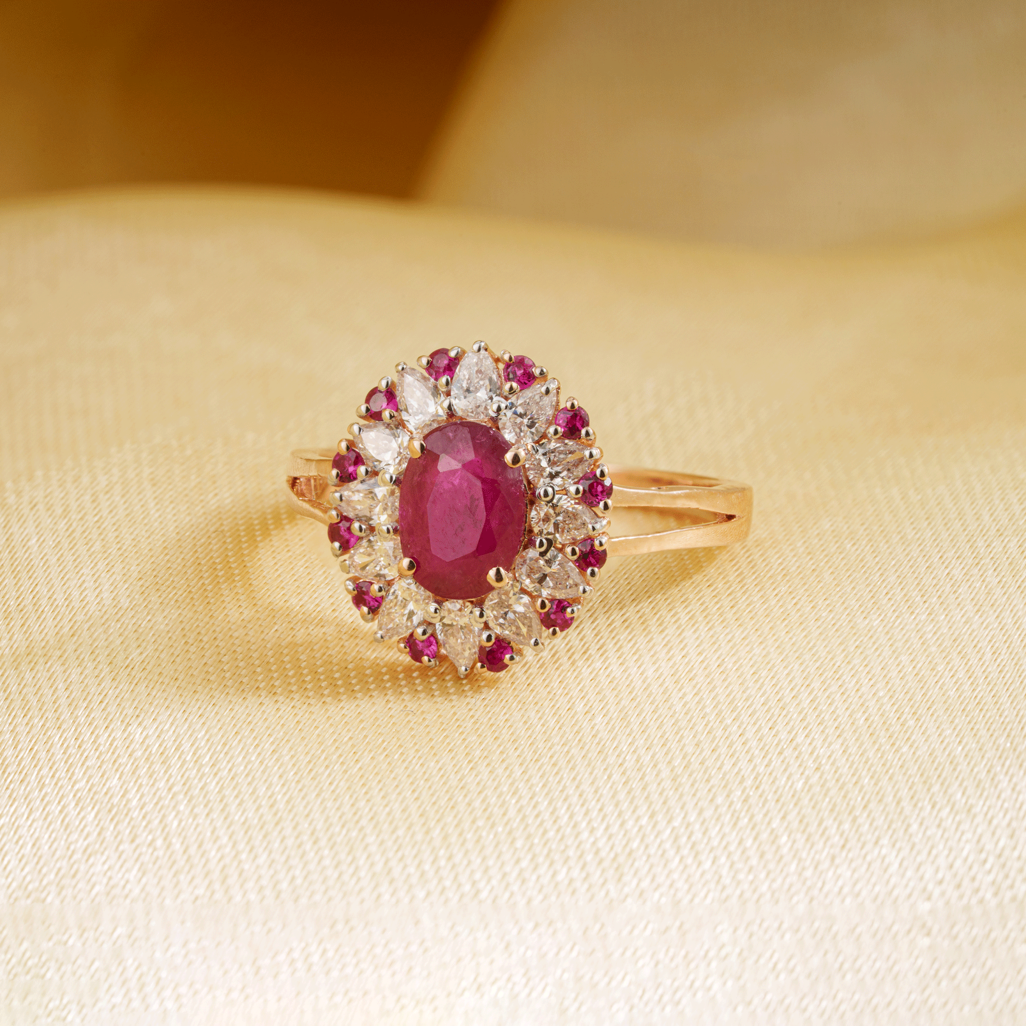 Ruby Halo Diamond Ring