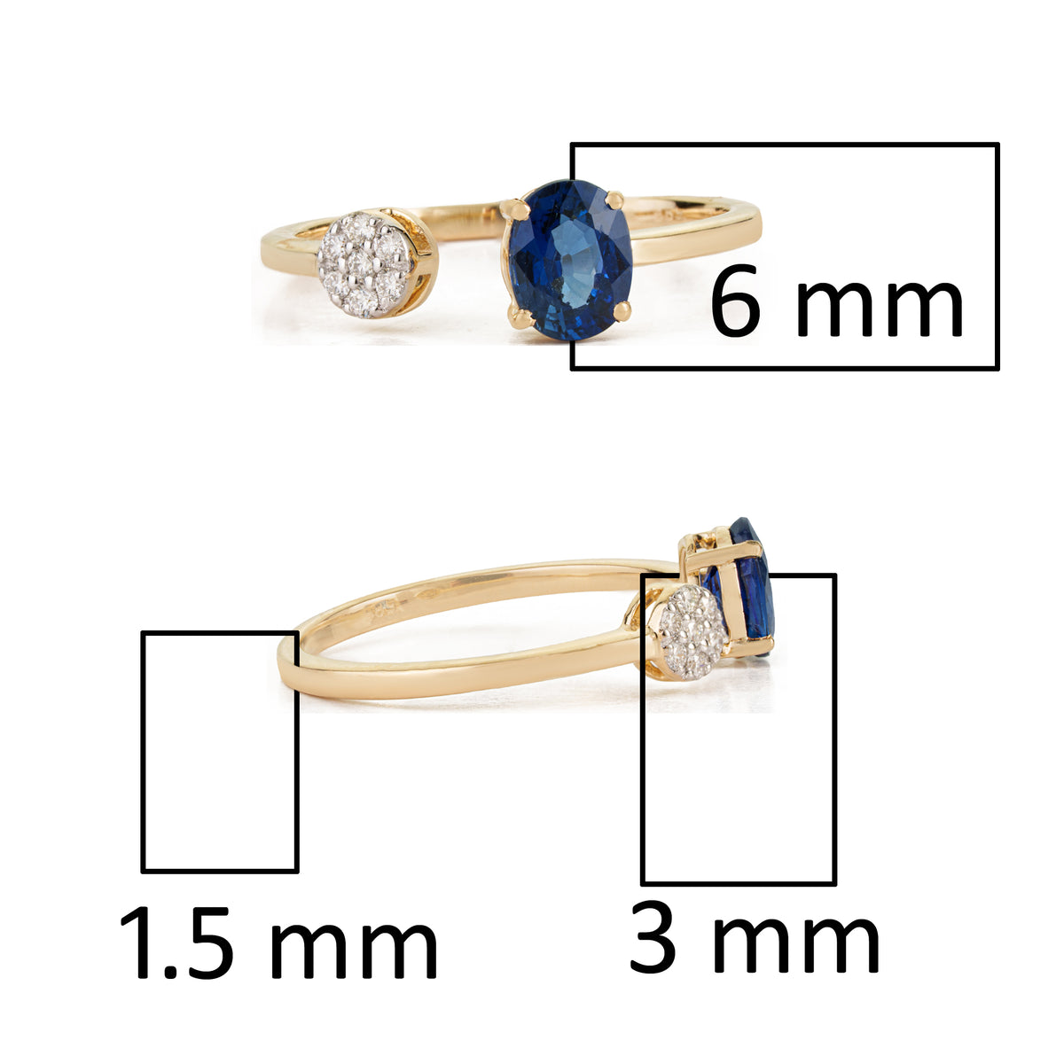 Open Sapphire Diamond Ring