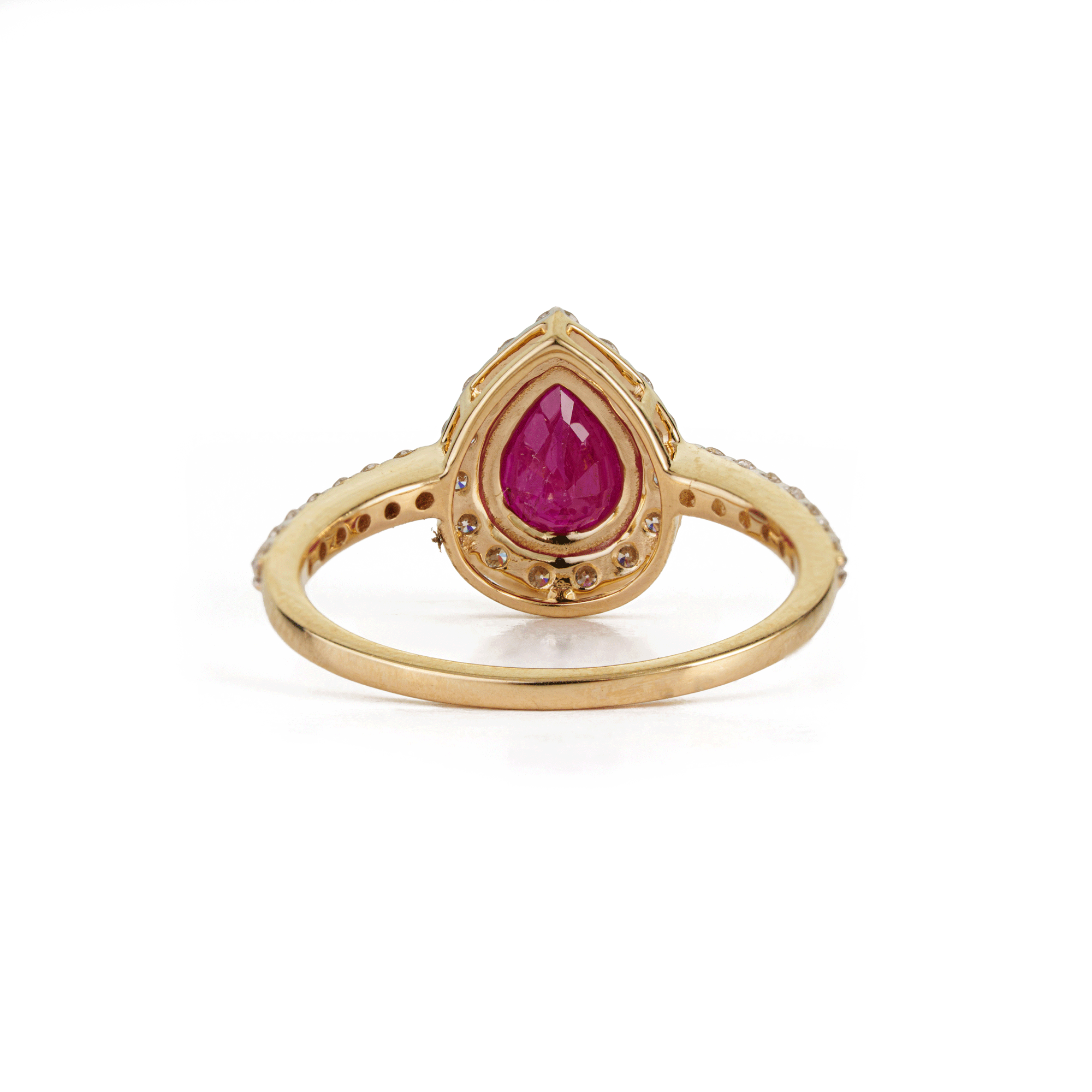 Pear Ruby Halo Diamond Ring