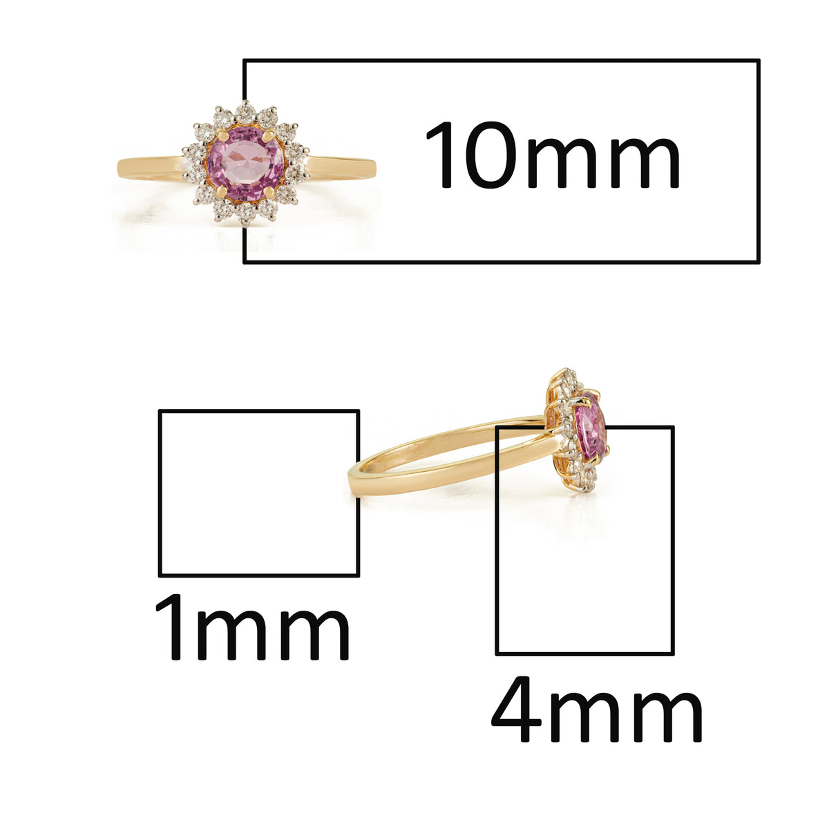 Pink Sapphire Diamond Halo Ring