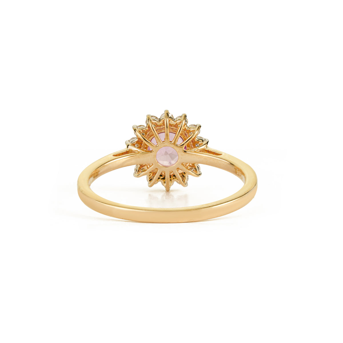 Pink Sapphire Diamond Halo Ring