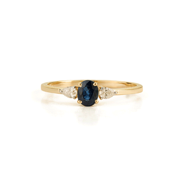 Blue Sapphire Pear Diamond Ring