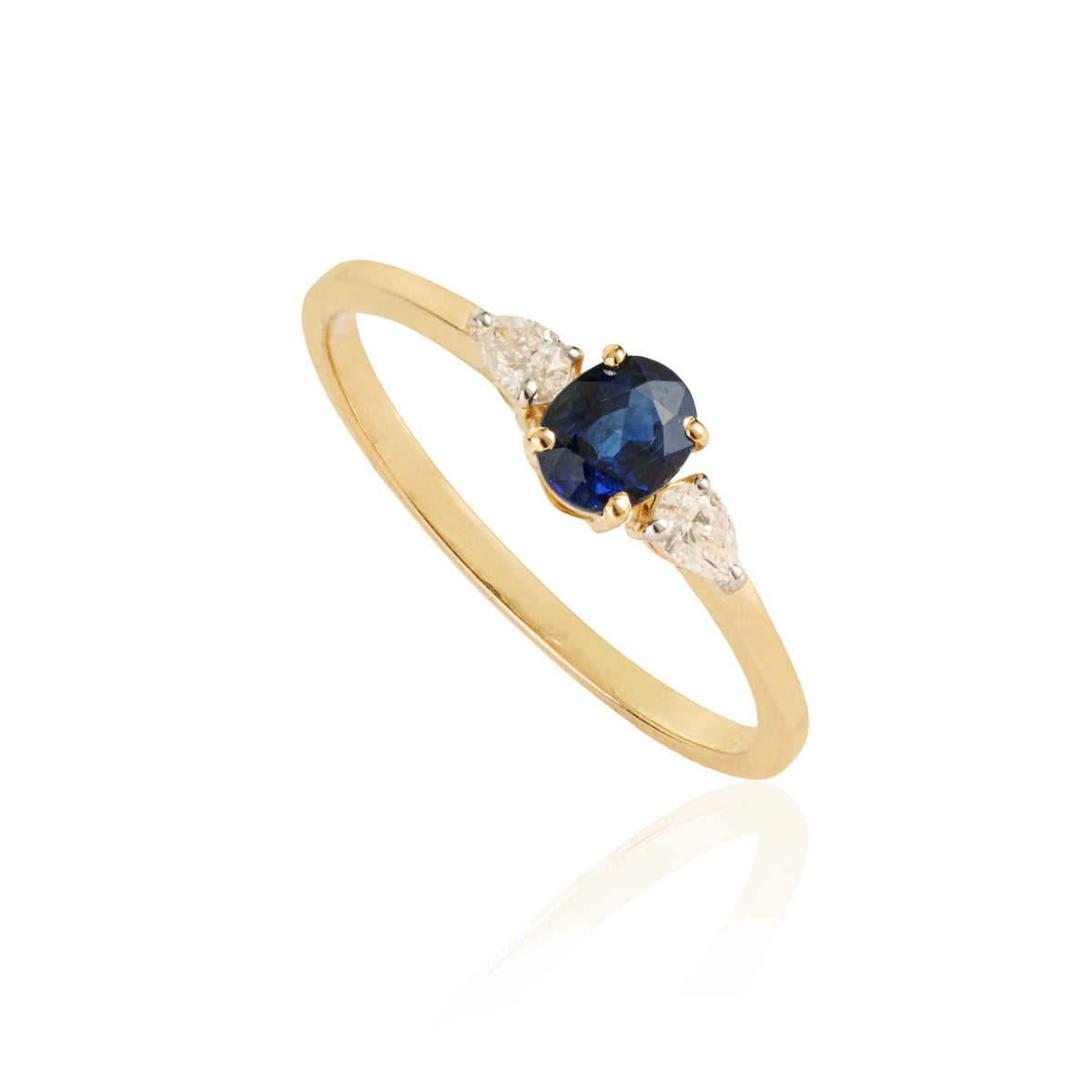 Blue Sapphire Pear Diamond Ring