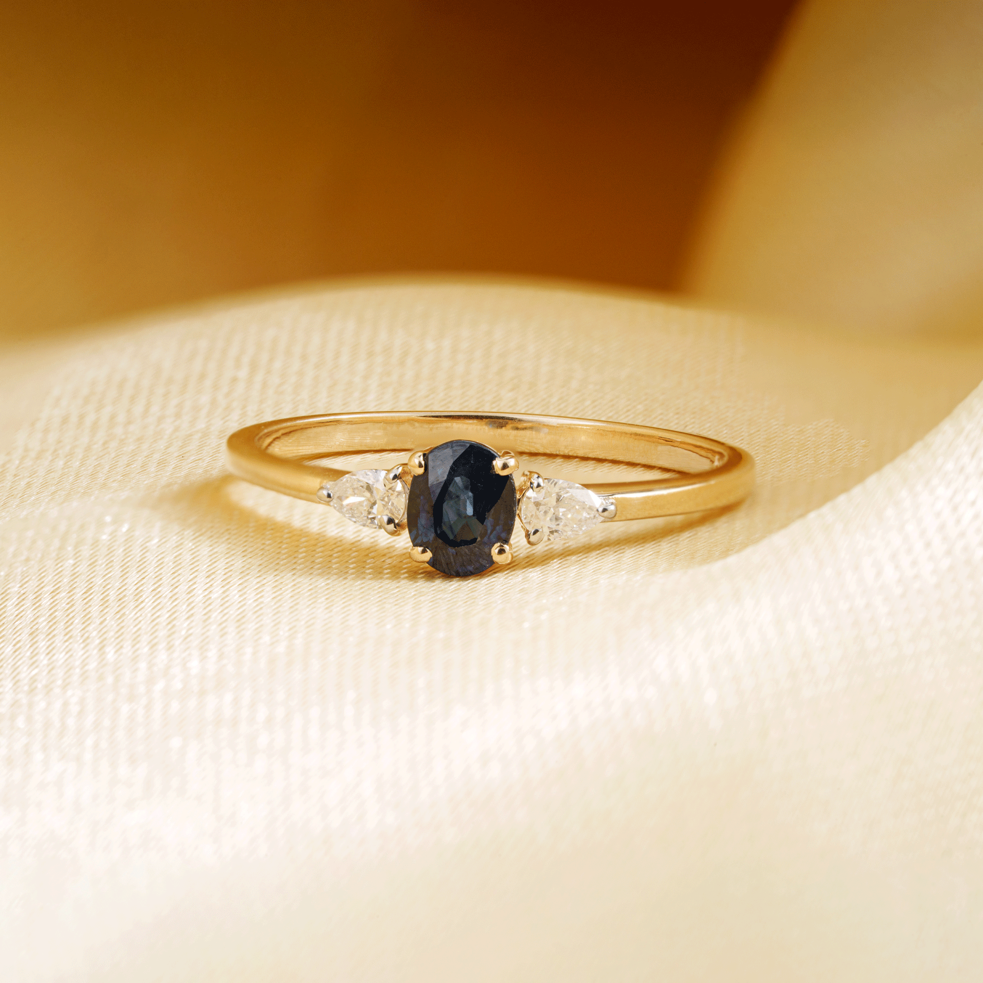 Blue Sapphire Pear Diamond Ring