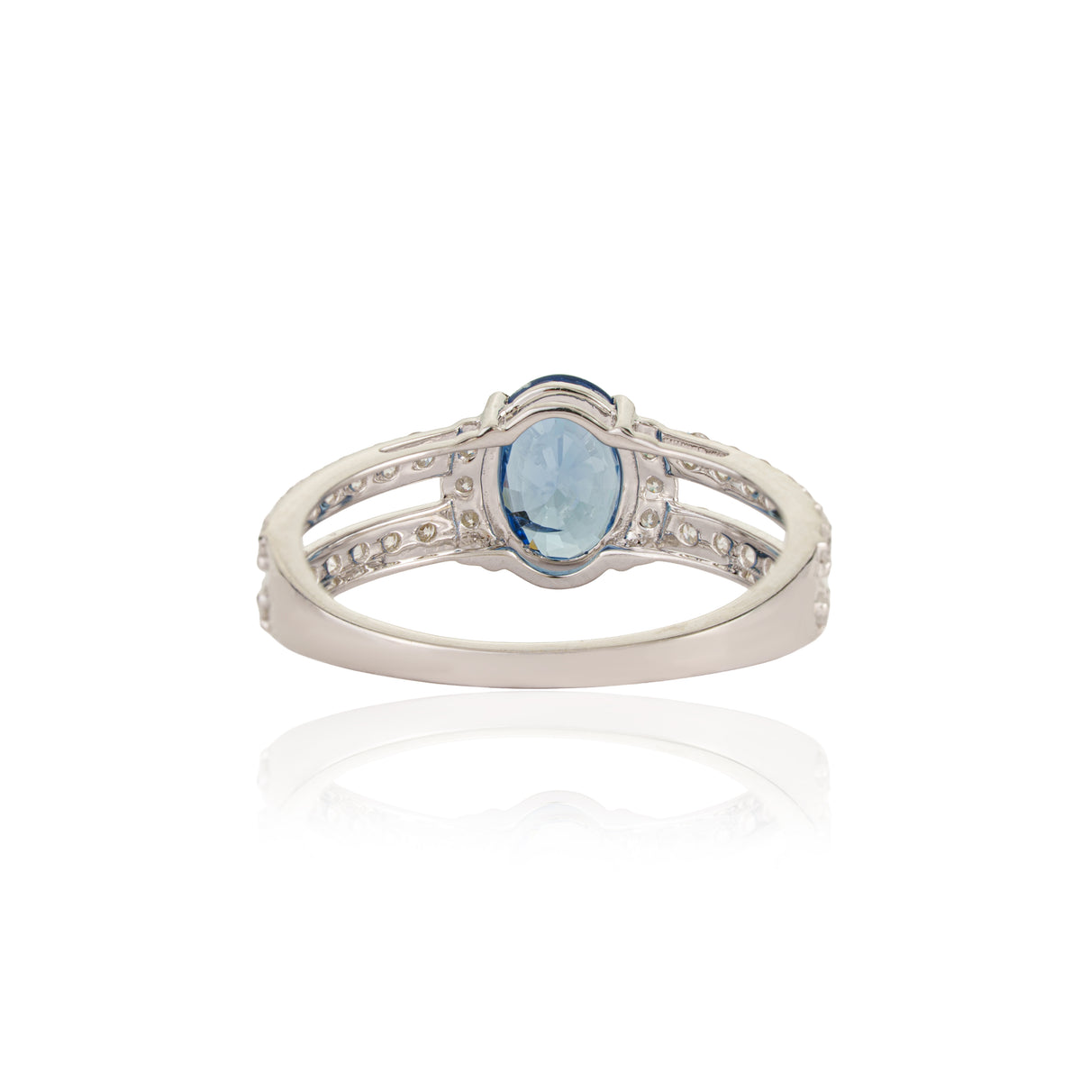 Blue Sapphire Diamond Split Shank Ring