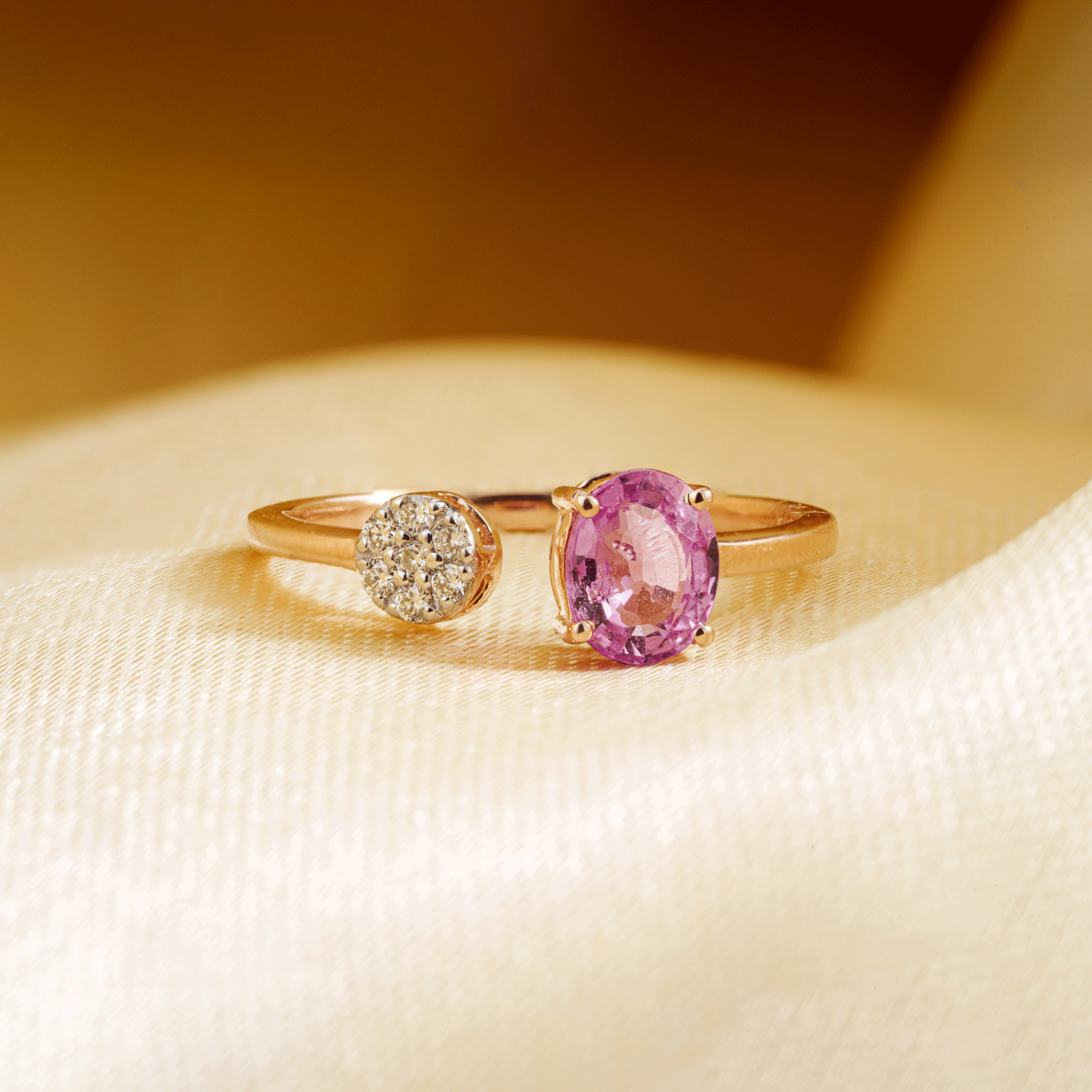 Pink Sapphire Diamond Bypass Ring