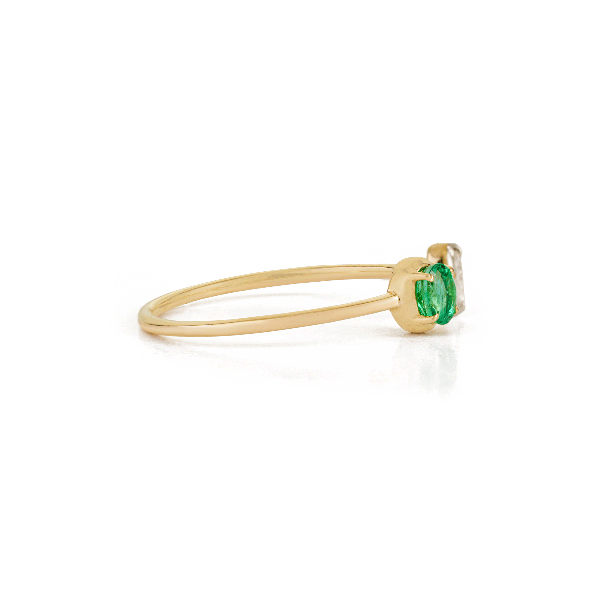 Emerald & Marquise Diamond Open Ring