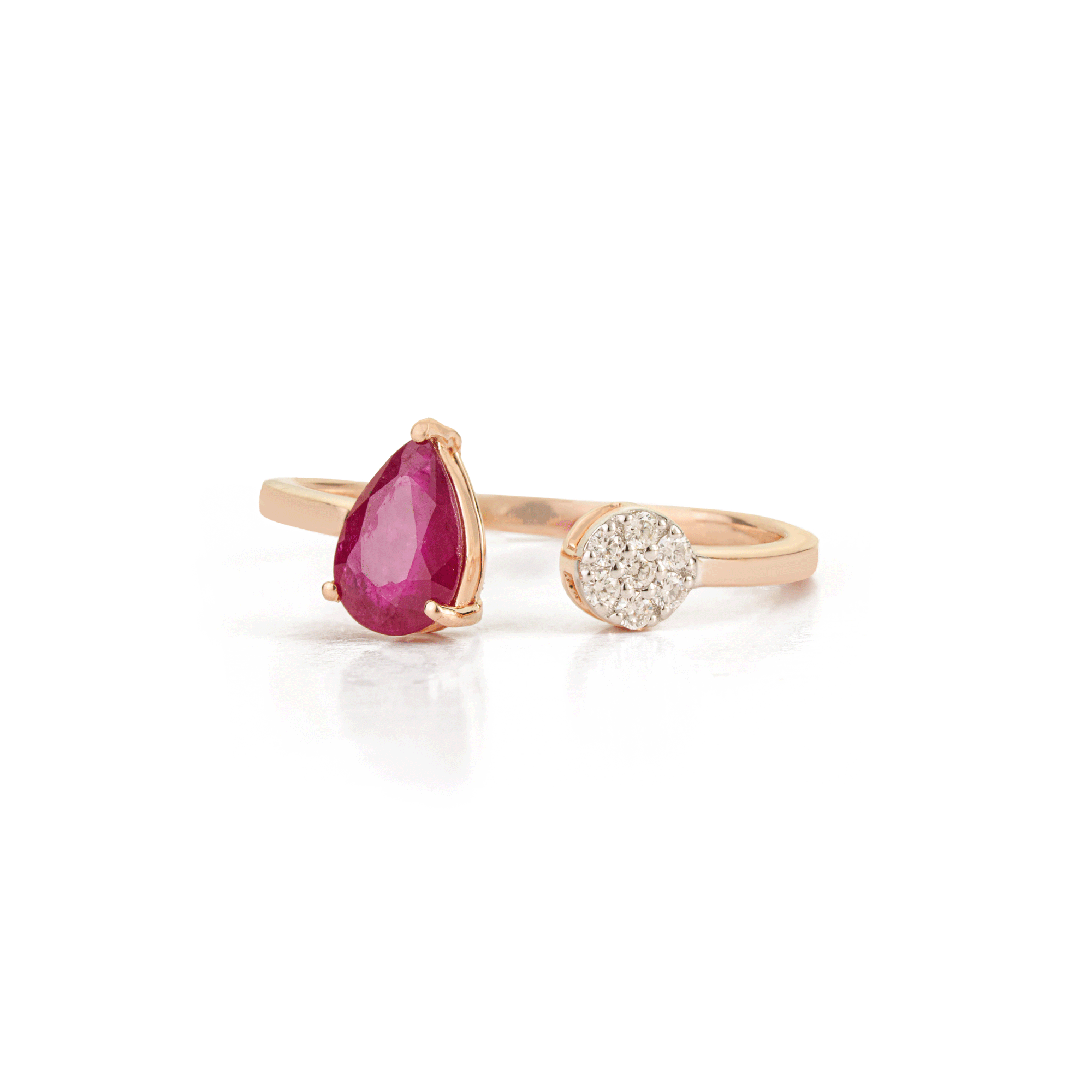 Pear Ruby Diamond Bypass Ring